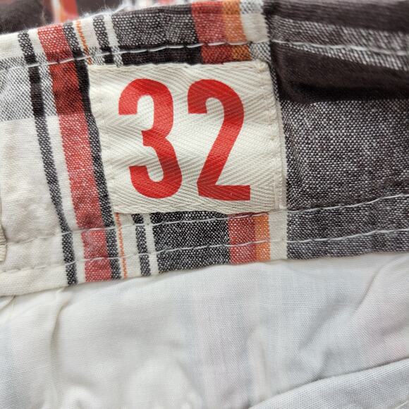 Mossimo Men's Flat Front Bermuda Shorts Size 32 Orange Plaid 100% Cotton Golf - Picture 8 of 12